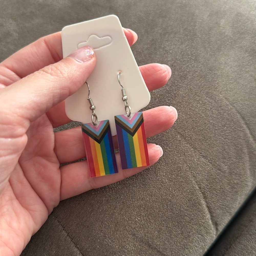🛍️BUNDLE 3 for $17 earrings mini kawaii food candy animal - PRIDE RAINBOW 🌈 FLAG - Picture 1 of 1